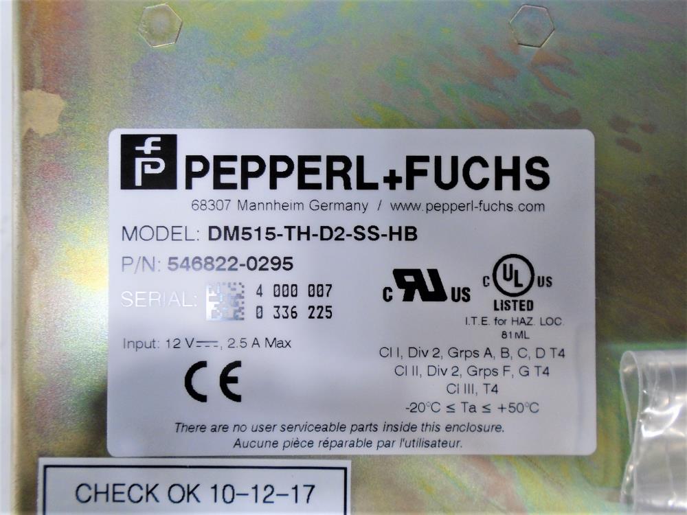 Pepperl Fuchs 15in Industrial LCD Display Monitor DM515-TH-D2-SS-HB #546822-0295